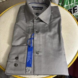 Geoffrey Beene Herren Oberhemd 15,5 32/33 bügelfrei Satin grau (Gun Metal) - Bild 1 von 5