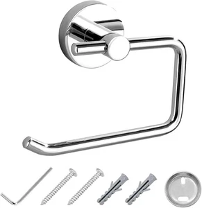 JASSFERRY C Round Wall Mounted Toilet Roll Holder Chrome Loo Paper Holders Bath. - Picture 1 of 8