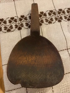 Primitive Antique Butter Paddle Hand Carved Wood Hook Handle 9.5” - Picture 1 of 8