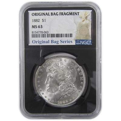 1882 Morgan Dollar MS 63 NGC Silver Original Bag Fragment SKU:I18165 - Image 1 of 4