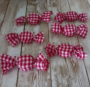 Faux Candy Mints/ Traditional Red Gingham Fabric Tray or Bowl Filler/ Ornaments - Picture 1 of 3