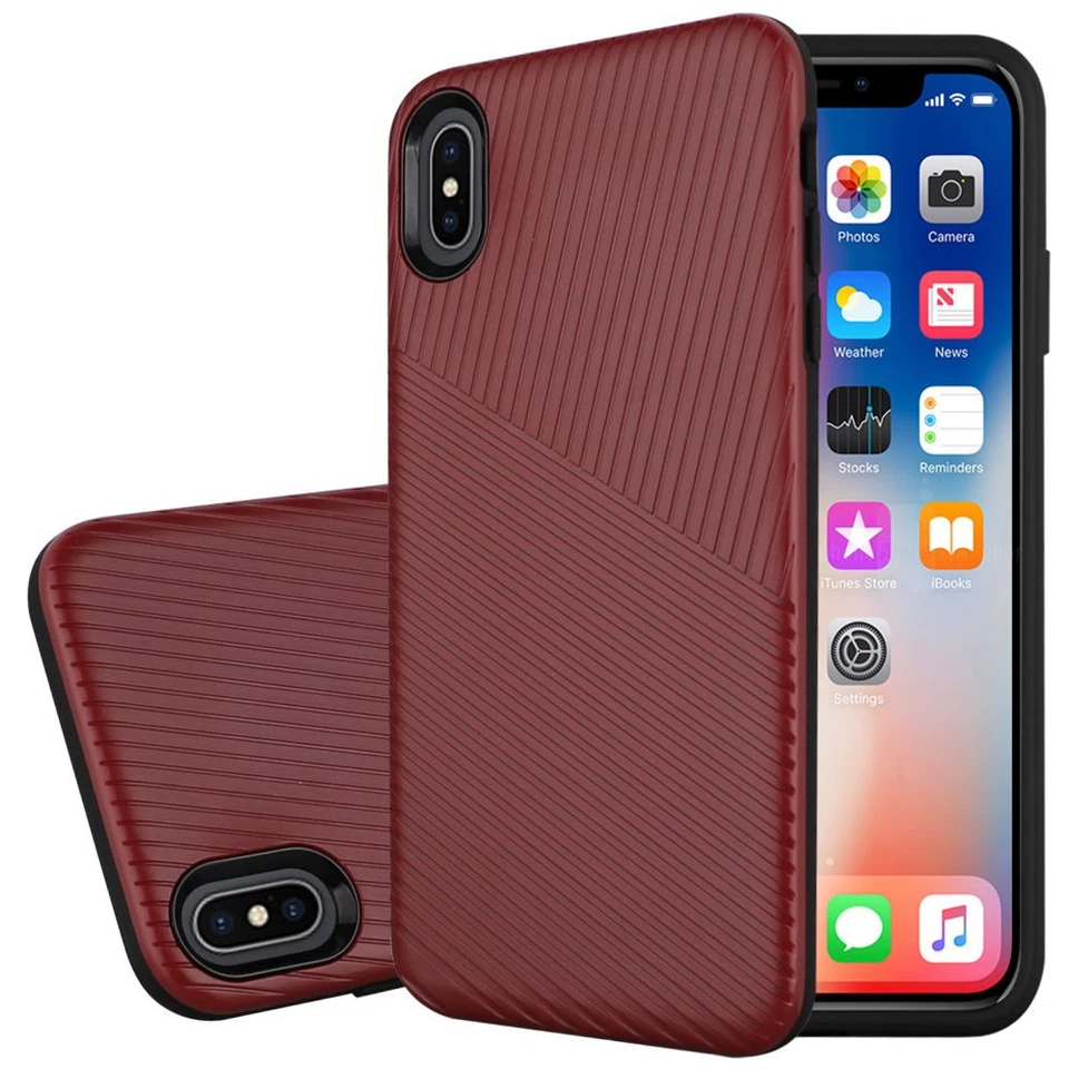 GSA Embossed Lines Hybrid Case For iPhone XS Max (6.5") - Red - Image 1 of 1
