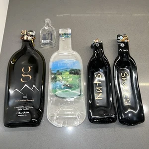 Embellished melted wine and beer bottles handmade and decorated - Picture 1 of 21