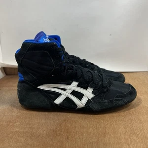 Vintage Asics Wrestling Shoes Mens 10 JL 404 Black White Blue High-Top Lace-Up - Picture 1 of 8