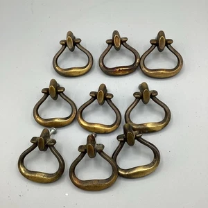 Lot Of 9 Solid Brass National Brass & Lock Drawer Cabinet Pulls - Picture 1 of 3