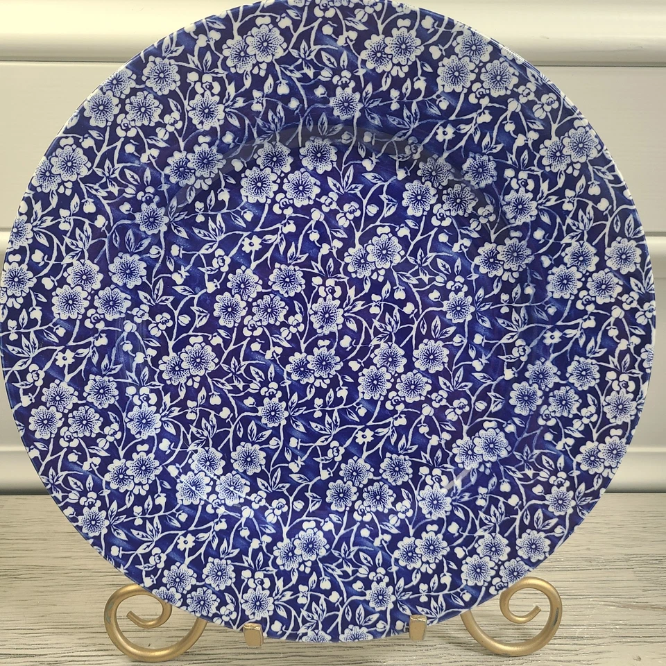 2 Churchill England Blue + White 10.5" Floral Plate Queen's Calico Chintz Cobalt - Image 1 of 4