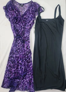 MSK Petite Women's Short Sleeve Dress Purple Sheer + Liner Dress 8P 8 Petite NEW - Picture 1 of 9