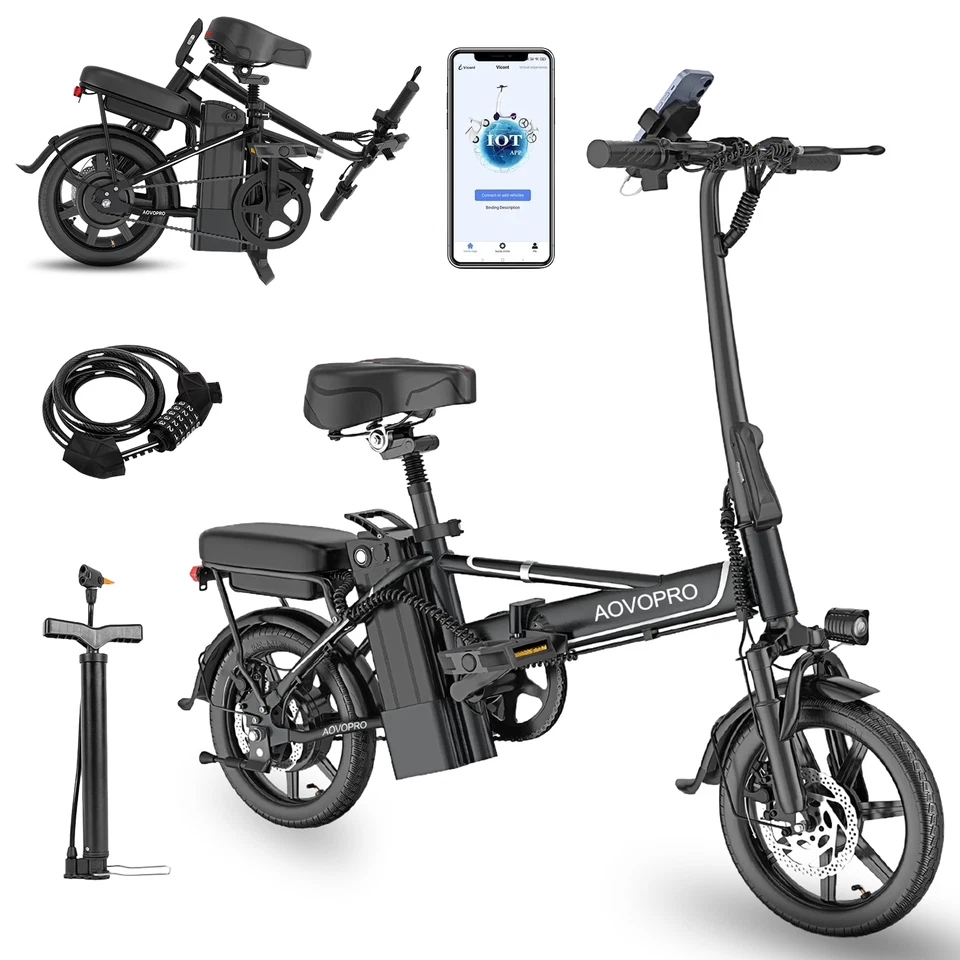 Bicicleta Eléctrica AOVOPRO 14" 500W Adultos, Máximo 21-40 Millas 22MPH Bicicletas Eléctricas Foto 1 de 1