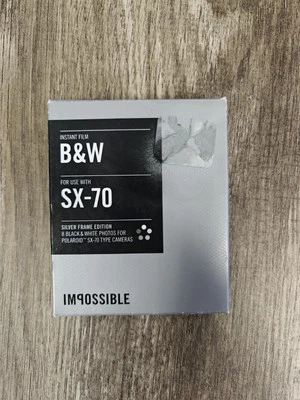 RARE Impossible Instant B&W Film for SX-70 Silver Frame Edition 8 Photos Sealed  - Image 1 of 4