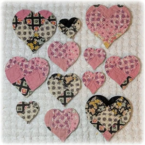 Edredón cortador vintage saco de alimentación apliques de corazón troquelado mañana negro CottageCore - Imagen 1 de 9