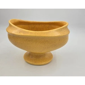 Jarrón pedestal vintage McCoy floralino EE. UU. amarillo con motas MCM - Imagen 1 de 3