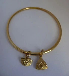 Scottish Ola Gorie Small 9ct Yellow Gold Aikerness Bangle Charms Celtic Boxed - Picture 1 of 12