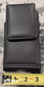 NWOT-Black Leather Cell Phone Flip Case Magnetic Snap Closure/Clip On, Belt - Picture 1 of 8