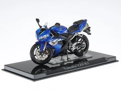 Yamaha YZF-R1 blu Superbike Motorrad Modell in vitrina 107 Atlas 1:24 - Immagine 1 di 4