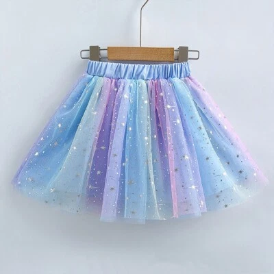 Niños Bebé Niño Niñas Princesa Elsa Azul Rosa Copo de Nieve Tul Tul Falda Foto 1 de 4