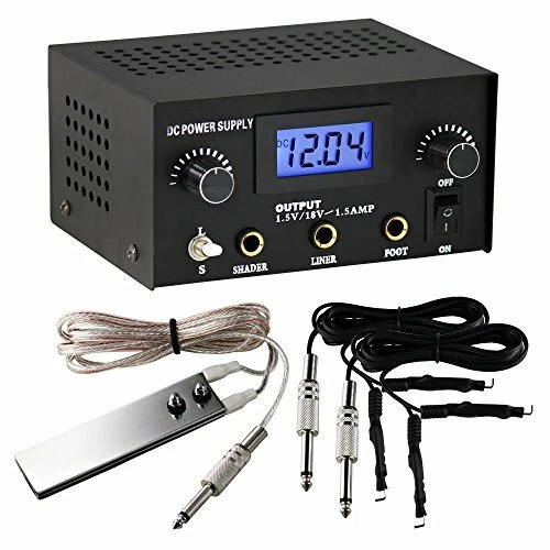 One Tattoo World Pirate Face Tattoo Dual Digital Power Supply With Foot Pedal