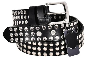 Men’s Leather Belts studded 100% Cowhide Strong Punk Classic Casual Style 625 - Picture 1 of 11