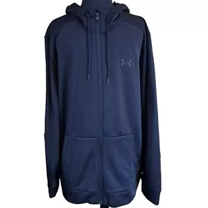 Men's Under Armour Armour Fleece Full-Zip Hoodie Black On Black, XL New With Tag - Picture 1 of 8