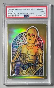 C-3PO 2023 Topps Chrome Star Wars /50 Gold PSA 9 Réfracteur 40ème Anniversaire ROTJ - Photo 1 sur 3