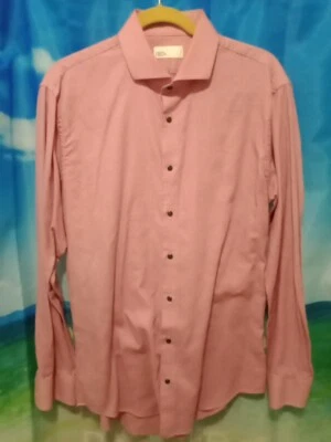 CAMISA DE VESTIR NORDSTROM RACK AJUSTE RIBETE ROJO CUADROS BOTONES 16.5 B45 Foto 1 de 4