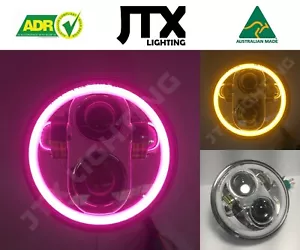 JTX, 1pr. Chrome LED Headlights, 5 3/4", Pink Halo, Flashes Amber - Bild 1 von 10