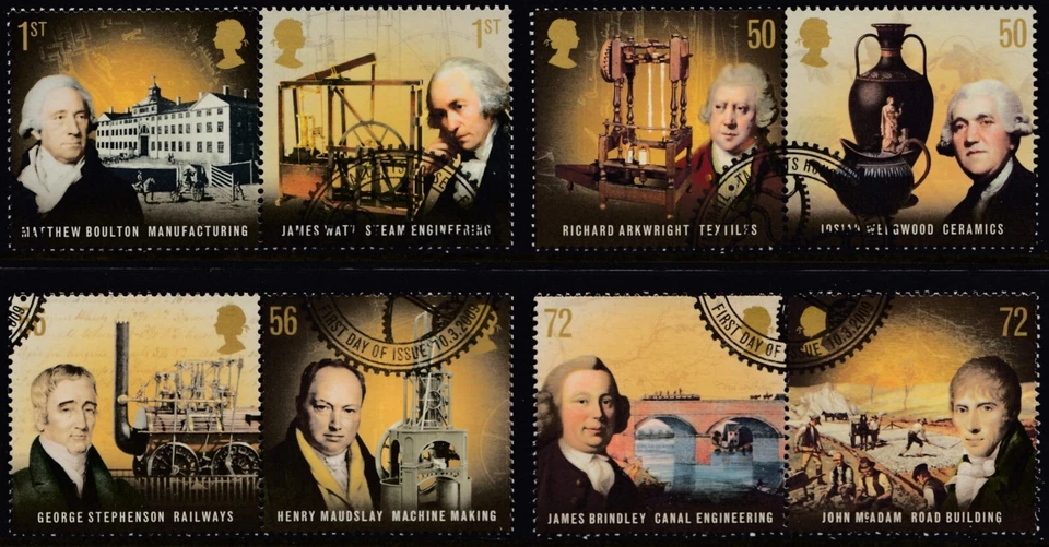 GB 2009 Pioneers of the Industrial Revolution set SG 2916 - 2923  fine used - Image 1 of 1