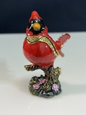 🔵 Ciel Jay Jayson Jeweled Red Cardinal In Tree Trinket Box Gold Glitz Glam. 