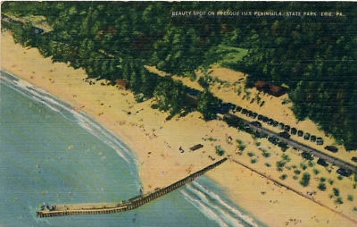 BEAUTY SPOT ON PRESQUE ISLE PENINSULA STATE PARK ERIE, PA. BEACH NO. 2. PIER. - Image 1 of 2