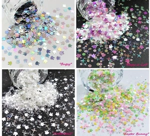 3/5 g Bolso de Brillo Arte en Uñas Conejo de Pascua Holográfico Puntos Hexagonales Grueso Artesanía - Imagen 1 de 14