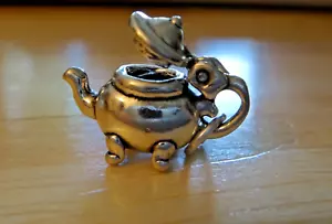 3D 18x12mm 3g Movable Coffee Pot Teapot with cute feet Sterling Silver Charm - Picture 1 of 4