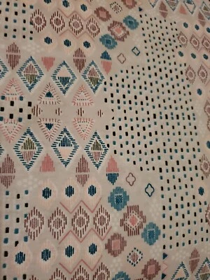 Sewing Fabric Joanns "Snuggle" Flannel 1/2yx45" Cotton SW Geometric White Aqua - Image 1 of 4