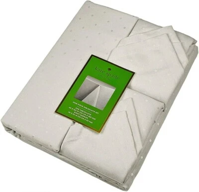 Kate Spade New York, 9 Pc Larabee Dot Napkin Tablecloth Set Tan Lite Gray 60x102 - Image 1 of 4