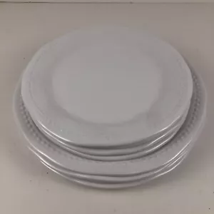Set 8 CLASSIC WHITE HOBNAIL Tommy Bahama 4 DINNER 4 Salad Dessert Plate Melamine - Picture 1 of 24