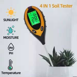 4 in 1 Digital Soil PH Tester Moisture Meter Test Kits Fits Garden Plant Lawns - Picture 1 of 5