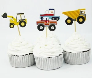 24 Pcs,  truck Cupcake Toppers Kids Birthday Party Supplies. - Picture 1 of 2