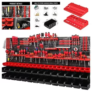 Wall Mounted Tool Peg Board Set Garage Storage Bins Workshop Rack Shed Organiser - Picture 1 of 7