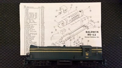 Camiseta Stewart Hobbies HO Baldwin RS-12 Central #1206, nueva en caja, probada, funciona muy bien Foto 1 de 4