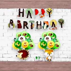 Woodland Cumpleaños Banner Globos Bosque Amigos Fiesta Kit, - Imagen 1 de 3