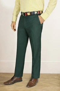 Modern Fit Formal Deep Green Dress Pants Men's Business Suit Work Wear Trousers - Picture 1 of 11