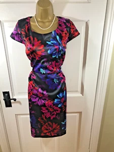 Precis Black & Multicoloured Floral Lined Dress, UK 16 Petite, New without Tags - Picture 1 of 6