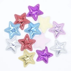 100pcs Star Padded Patches Multicolor PU Leather Applique Hair Clip Making Decor - Picture 1 of 19