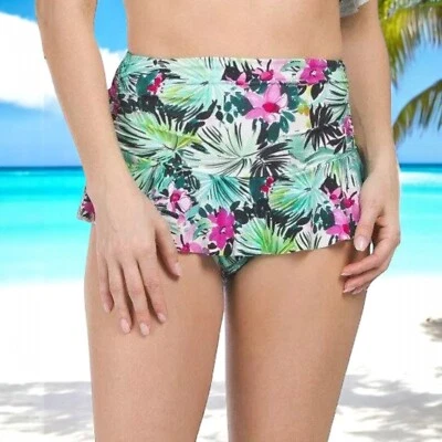 GOTTEX Perfil Floral Cintura Alta Natación Parte Inferior Una Hermosa Falda de Día Talla 14 Nueva con Etiquetas Foto 1 de 4