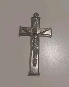 Vintage Italienisches Kruzifix Kreuz INRI Anhänger Charm Schmuck Made in Italy Stahl - Bild 1 von 7