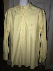 Ralph Lauren Yarmouth Button Down Cotton Oxford Shirt Yellow 16-33 - Foto 1 di 5