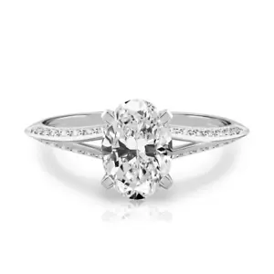 Alianza de oro blanco de 18k corte ovalado diamante cultivado en laboratorio 1,60 quilates IGI - Imagen 1 de 11