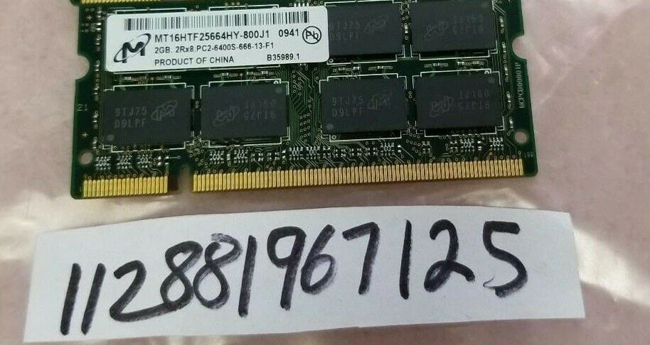 2GB 2RX8   DDR2 PC2-6400 6400 DDR2-800 800MHZ DUAL RANK  NON-ECC 200PIN  128X8 - Image 1 of 1