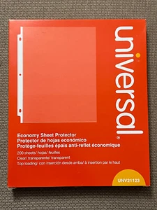 UNIVERSAL UNV21123 Clear Sheet Protector Cover 8-1/2" x 11" Binder - 200 per Box - Picture 1 of 5