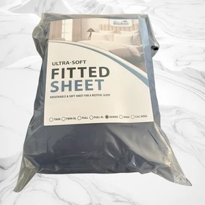 Biloban Queen Fitted Sheet Deep Pocket 14" Navy Blue Queen Size - Picture 1 of 2