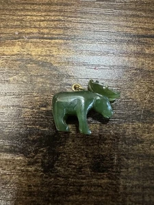Grüne Jade Elch Anhänger ohne Kette Vintage schneller kostenloser Versand - Bild 1 von 3