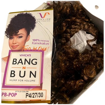 Vivica A Fox Bang-N-Bun Curly Hairpiece Wig P4/27/30 NWT - A836W-4 - Image 1 of 4